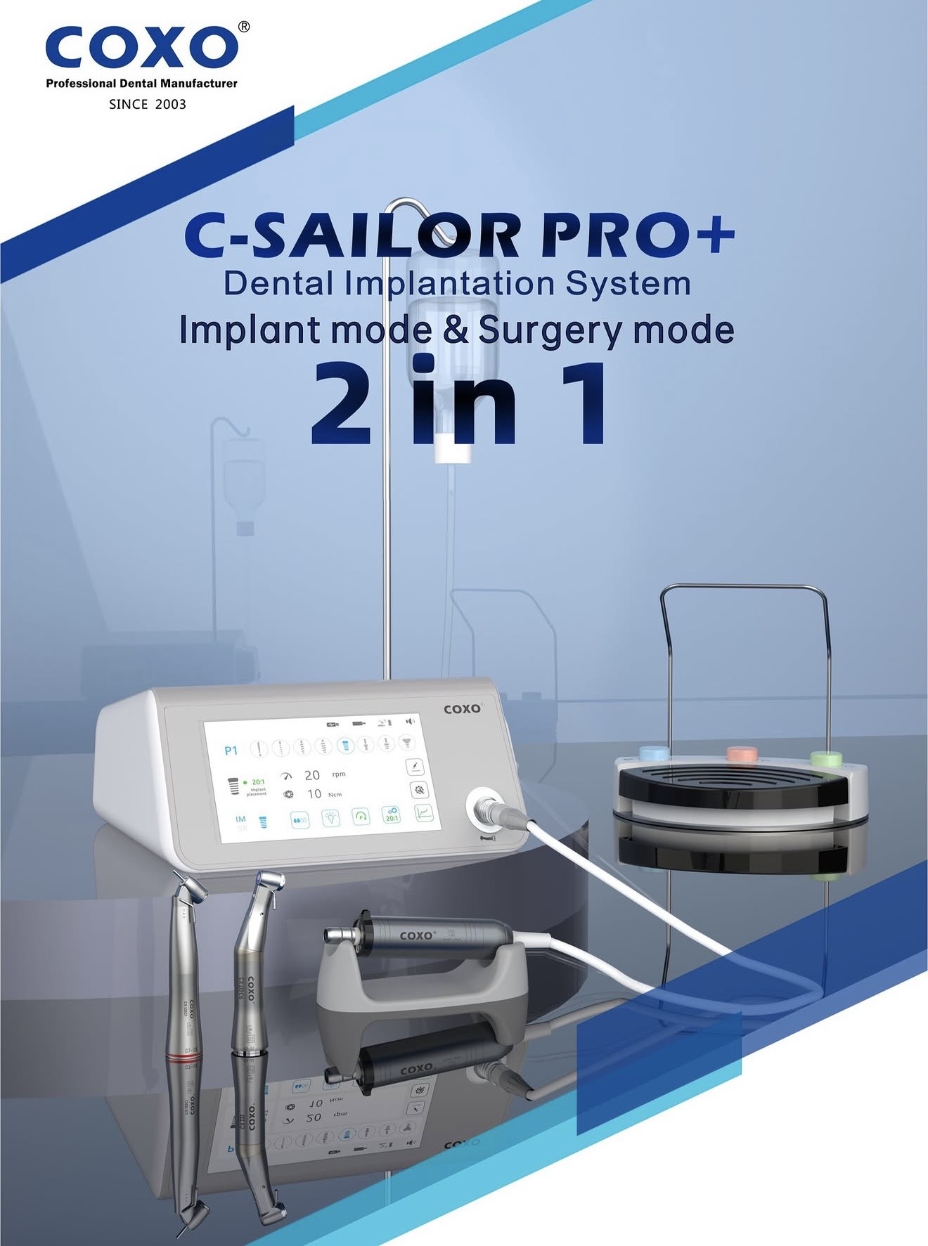 Coxo C sailor Pro+ Implant & Surgery Motor with 2 Contra